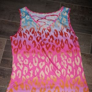 Ombre leopard strappy tank